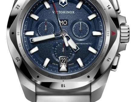 Victorinox Swiss Army I.N.O.X. Chronograph Stainless Steel Blue Dial Day Date Divers Quartz Mens Watch 241985 Cheap