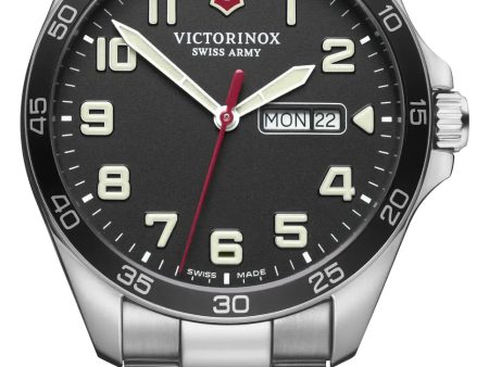 Victorinox Swiss Army Fieldforce Stainless Steel Black Dial Day Date Quartz Mens Watch 241849 Online Sale