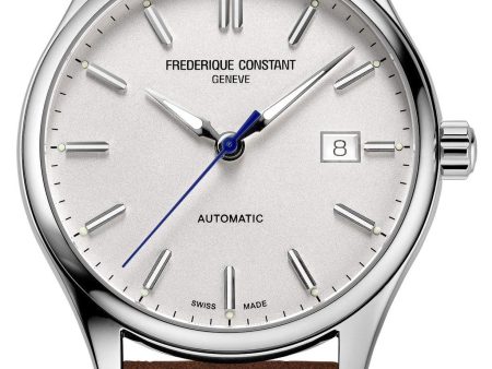 Frederique Constant Classics Index Automatic Stainless Steel Silver Dial Brown Leather Strap Date Mens Watch FC-303NS5B6 Online Hot Sale