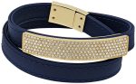 Swarovski Vio Navy Blue Leather 5120642 Gold Plated Clear Crystal Bracelet for Women Online Sale