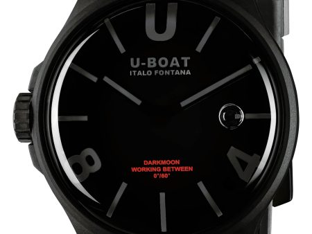 U-Boat Darkmoon Black PVD Black Dial Black Rubber Strap Quartz Mens Watch 9544 Cheap