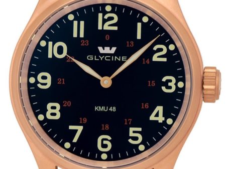 Glycine KMU 48 Kriegs Marine Uhren Rose Gold Plated Steel Mens Watch 3906.29AT LBK7D Hot on Sale