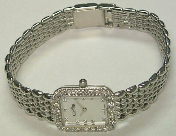 Condor 14kt Solid White Gold & Diamond Womens Luxury Swiss Watch MOP Dial 14k Online now