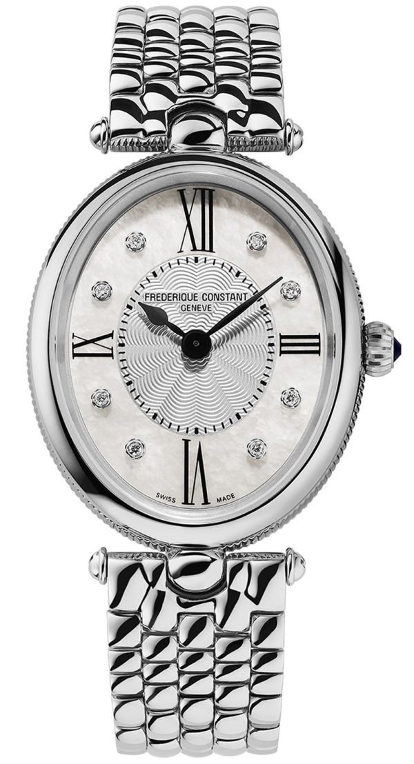 Frederique Constant Classics Art Deco Stainless Steel Oval Case Mother-of-Pearl Dial Diamonds Quartz Womens Watch FC-200RMPW2V6B Discount