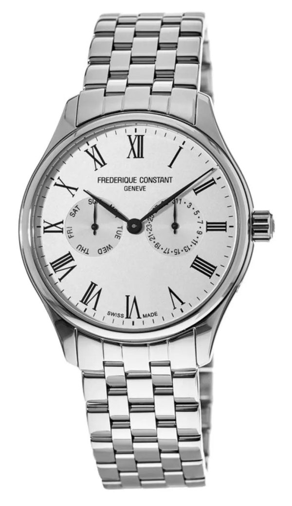 Frederique Constant Classics Stainless Steel Silver Dial Day Date Quartz Mens Watch FC-259WR5B6B Online Sale