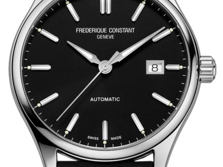 Frederique Constant Classics Index Automatic Stainless Steel Black Dial Black Leather Strap Date Mens Watch FC-303NB5B6 Online Sale