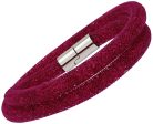 Swarovski Stardust Fuchsia Nylon Tube 5102547 Palladium Plated Magnetic Clasp Small Double Bracelet   Choker for Women For Cheap