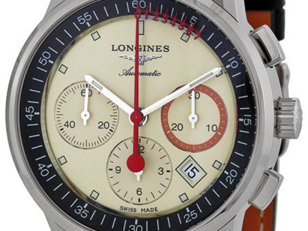 Longines Heritage Column Wheel Chronograph Record Automatic Beige Dial Black Leather Men s Watch L4.754.4.72.4 Online Sale