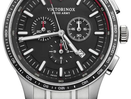 Victorinox Swiss Army Alliance Sport Chronograph Stainless Steel Black Dial Date Mens Watch 241816 Discount