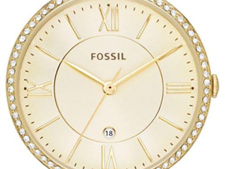 Fossil Jacqueline Gold-Tone Stainless Steel Gold-Tone Dial Crystals Date Quartz Womens Watch ES3547 Online