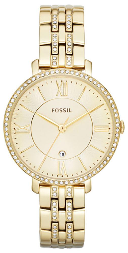 Fossil Jacqueline Gold-Tone Stainless Steel Gold-Tone Dial Crystals Date Quartz Womens Watch ES3547 Online