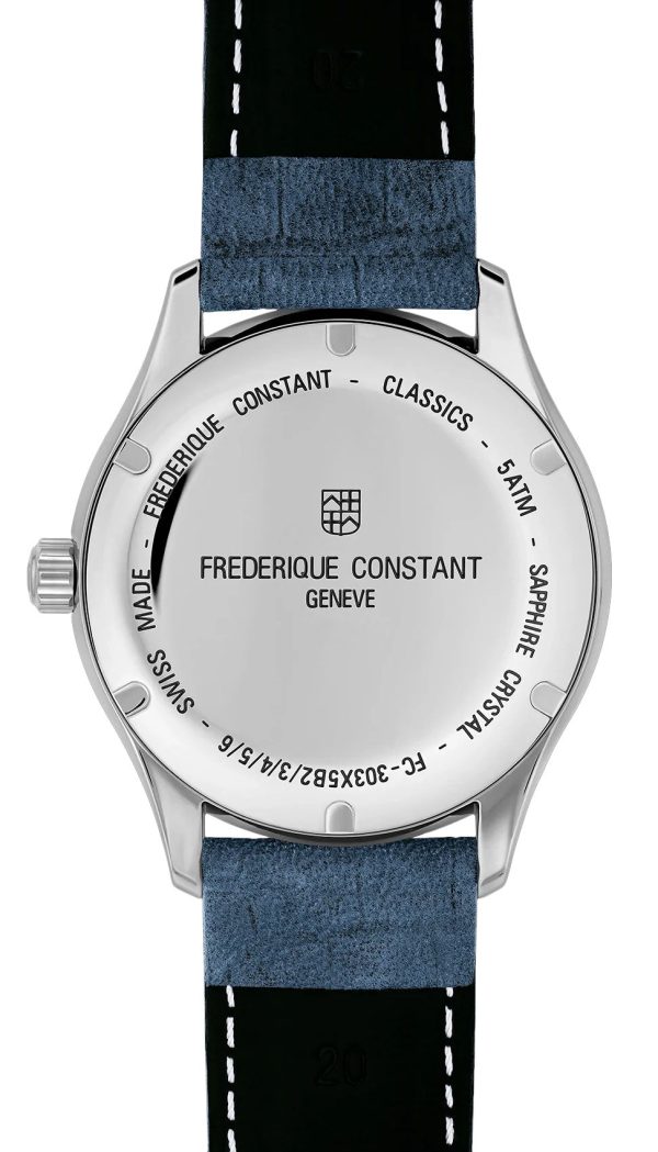 Frederique Constant Classics Index Automatic Stainless Steel Blue Dial Blue Leather Strap Date Mens Watch FC-303NN5B6 Online Sale