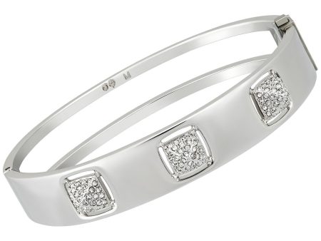 Swarovski Tactic Rhodium Plated Stainless Steel 5033035 Crystal Pavé Hinge Bangle for Women Medium Online