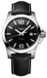 Longines Conquest Automatic Stainless Steel Black Dial Black Leather Strap Date Divers Mens Watch L3.778.4.58.3 Supply