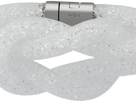 Swarovski Stardust Knot White Nylon Fishnet Tube 5150128 Magnet Closure Clear Crystal Medium Bracelet for Women Online Hot Sale