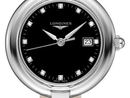 Longines Equestrian Stainless Steel Black Dial Black Leather Strap Diamonds Date Quartz Womens Watch L6.131.4.57.0 Cheap