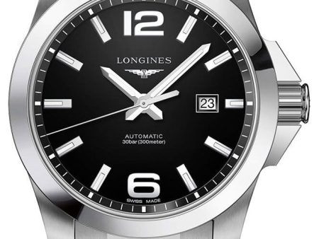 Longines Conquest Automatic Stainless Steel Black Dial Date Divers Mens Watch L3.778.4.58.6 Sale