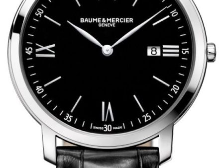 Baume & Mercier Classima Stainless Steel Black Dial Black Leather Strap Date Quartz Mens Watch MOA10098 Online Hot Sale