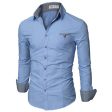 Doublju Mens Casual Shirt with Contrast Neck Band Online Sale