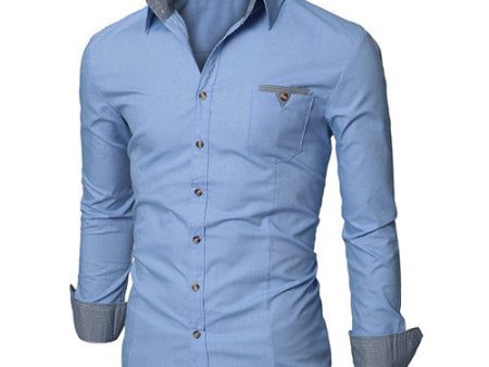 Doublju Mens Casual Shirt with Contrast Neck Band Online Sale