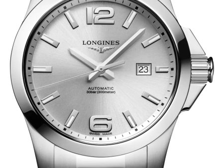 Longines Conquest Automatic Stainless Steel Silver Dial Date Divers Mens Watch L3.778.4.76.6 Hot on Sale