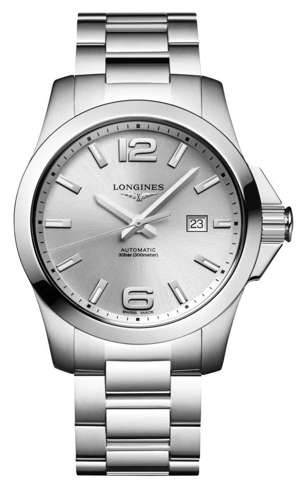 Longines Conquest Automatic Stainless Steel Silver Dial Date Divers Mens Watch L3.778.4.76.6 Hot on Sale