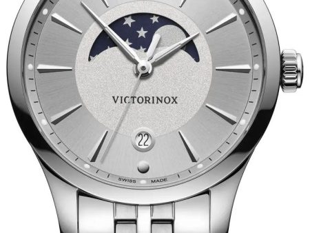 Victorinox Swiss Army Alliance Small Stainless Steel Silver Dial Moonphase Date Womens Watch 241833 Fashion