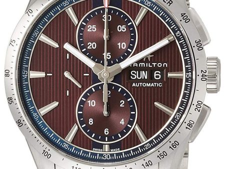 Hamilton Broadway Automatic Chronograph Stainless Steel Burgundy Dial Day Date Mens Watch H43516171 Fashion