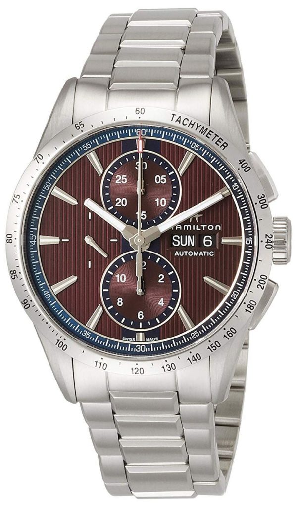 Hamilton Broadway Automatic Chronograph Stainless Steel Burgundy Dial Day Date Mens Watch H43516171 Fashion