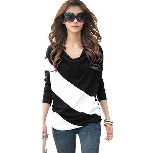 Hee Grand Women Color-Contrasted Loose T-Shirt Online Hot Sale