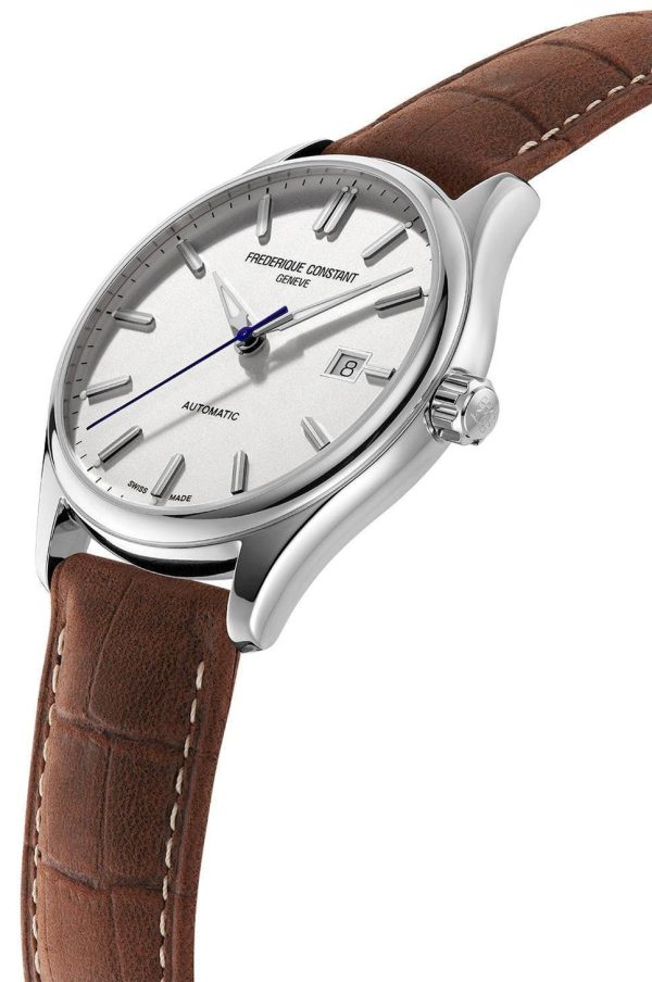 Frederique Constant Classics Index Automatic Stainless Steel Silver Dial Brown Leather Strap Date Mens Watch FC-303NS5B6 Online Hot Sale