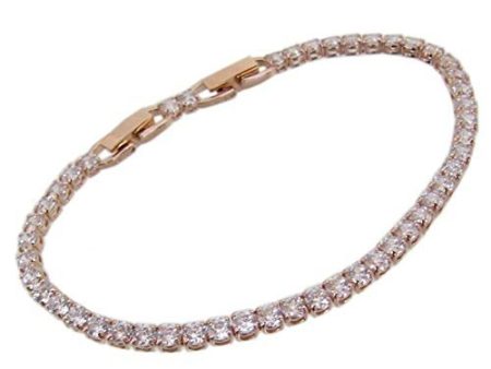 Swarovski Crystal Unisex Deluxe Tennis Bracelet Rose Gold Plated #5513400 Cheap