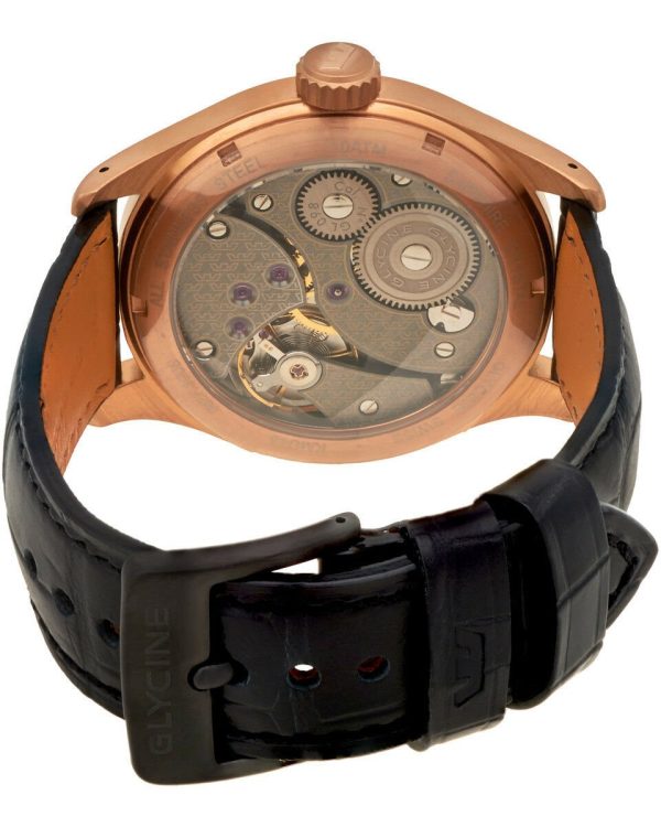 Glycine KMU 48 Kriegs Marine Uhren Rose Gold Plated Steel Mens Watch 3906.29AT LBK7D Hot on Sale