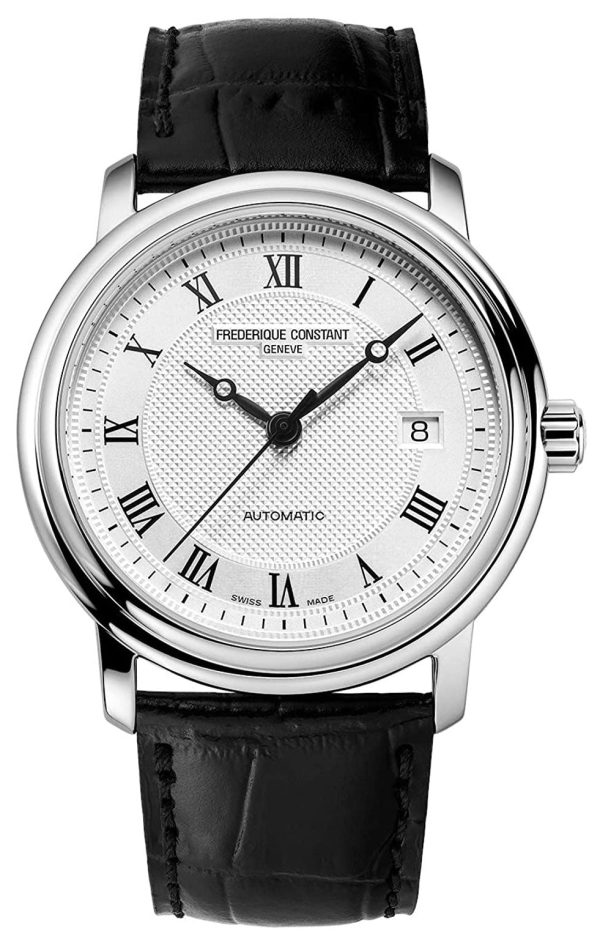 Frederique Constant Classics Automatic Stainless Steel Silver-Tone Dial Black Leather Strap Date Mens Watch FC-303MC4P6 For Cheap