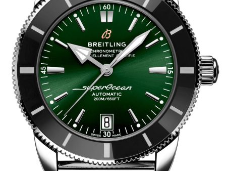 Breitling Superocean Heritage Automatic Chronometer Stainless Steel Green Dial Date Divers Mens Watch AB2010121L1A1 Discount