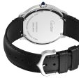 Cartier Ronde Must de Cartier Stainless Steel Silver Dial Black Leather Strap Quartz Unisex Watch WSRN0031 Fashion