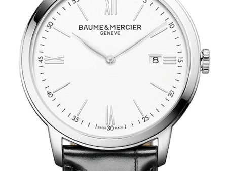 Baume & Mercier Classima White Dial Black Leather Strap Date Quartz Mens Watch M0A10414 Supply