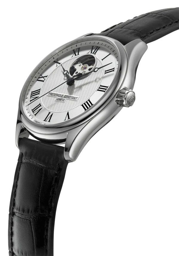 Frederique Constant Classics Heart Beat Automatic Stainless Steel Silver Dial Black Leather Strap Mens Watch FC-310MC5B6 Online now