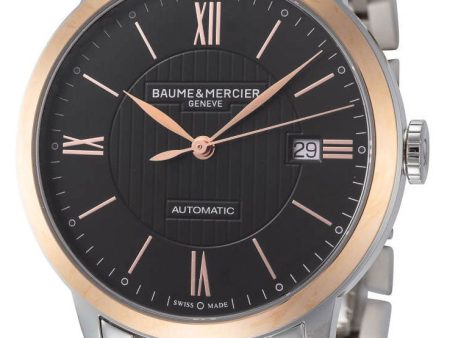 Baume & Mercier Classima Automatic Stainless Steel & 18K Rose Gold Black Dial Date Mens Watch M0A10293 Supply