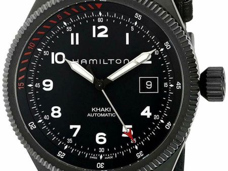 Hamilton Khaki Aviation Takeoff Air Zermatt Automatic Black Steel Black Dial Date Black Leather Strap Mens Watch H76695733 on Sale