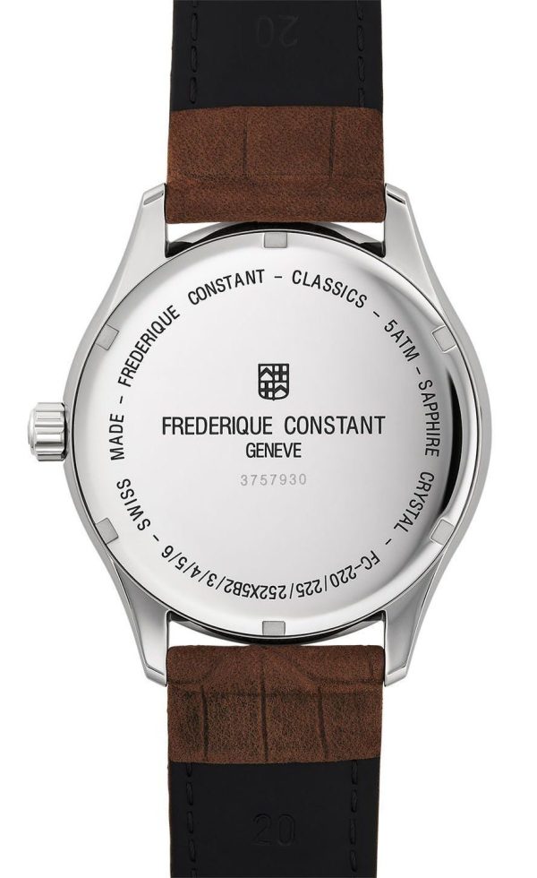 Frederique Constant Classics GMT Stainless Steel Silver Dial Brown Leather Strap Date Quartz Mens Watch FC-252SS5B6 For Cheap