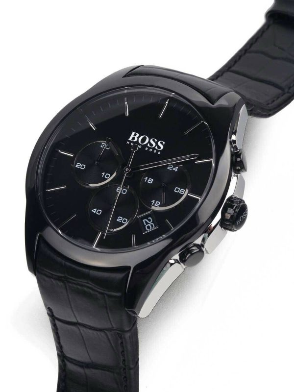 Hugo Boss Onyx Chronograph Black Steel Mens Strap Watch Black Dial Calendar 1513367 Online now