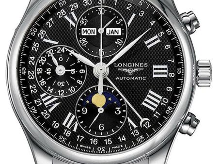 Longines Master Collection Automatic Chronograph Stainless Steel Black Dial Moonphase Day Date Month Mens Watch L2.773.4.51.6 Online