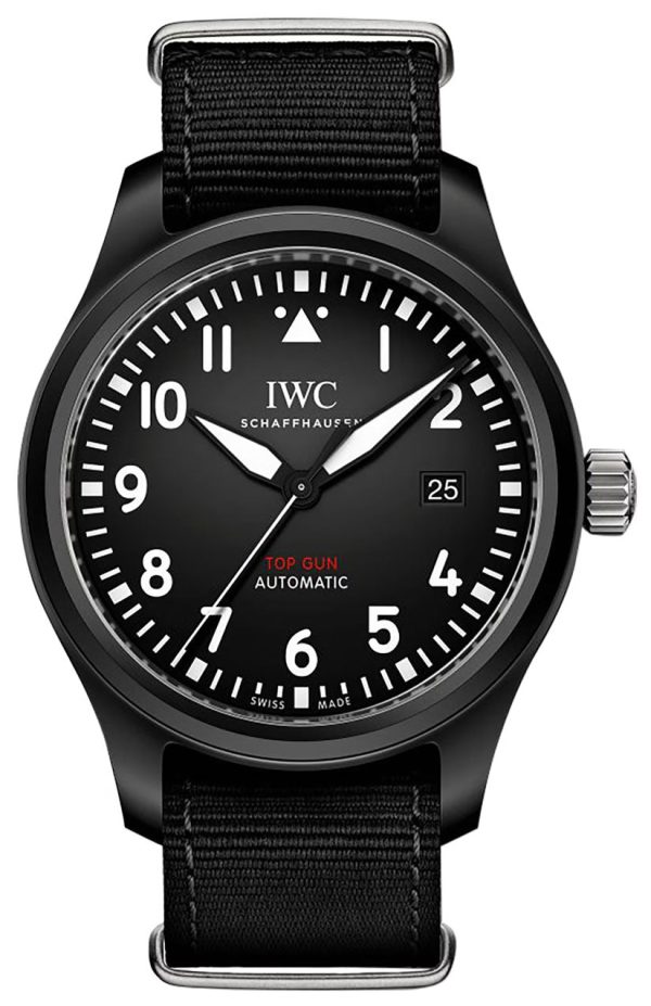 IWC Top Gun Automatic Black Ceramic Black Dial Black NATO Fabric Strap Date Mens Watch IW326906 For Discount