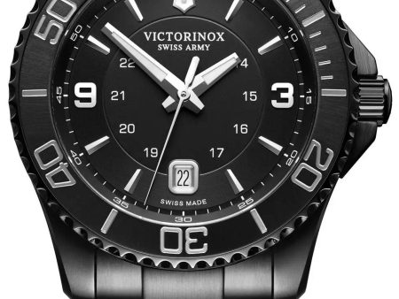 Victorinox Swiss Army Maverick Black Stainless Steel Black Dial Date Mens Watch 241798 For Discount