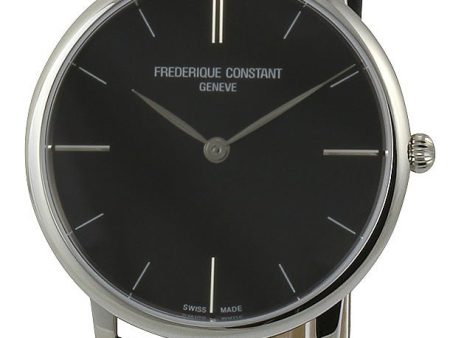 Frederique Constant Slimline Stainless Steel Mens Strap Watch Black Dial FC-200G5S36 Fashion