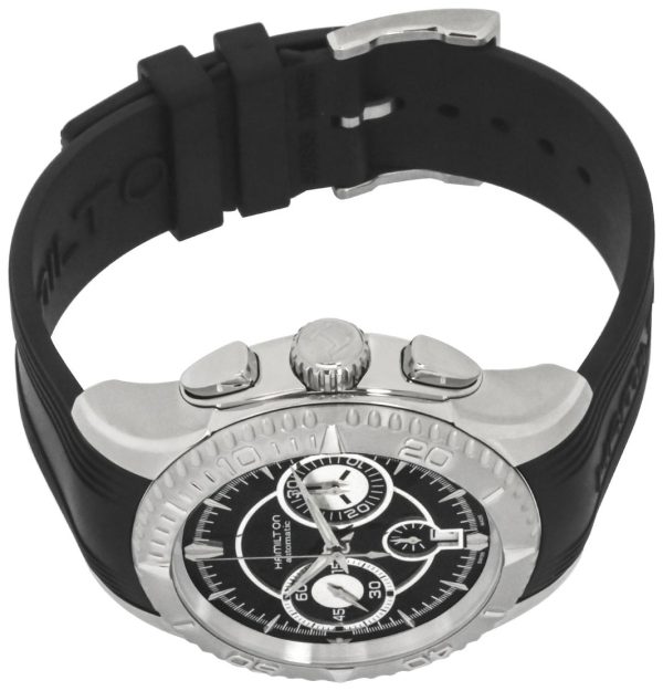 Hamilton Jazzmaster Seaview Stainless Steel Automatic Chronograph Date Black Rubber Strap Men’s Watch H37616331 Cheap