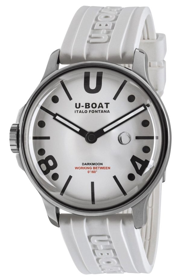 U-Boat Darkmoon Stainless Steel White Dial White Silicon Strap Quartz Mens Watch 9542 Online