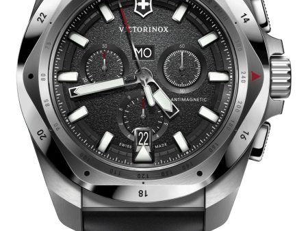 Victorinox Swiss Army I.N.O.X. Chronograph Stainless Steel Black Dial Black Rubber Strap Day Date Divers Quartz Mens Watch 241983 For Cheap