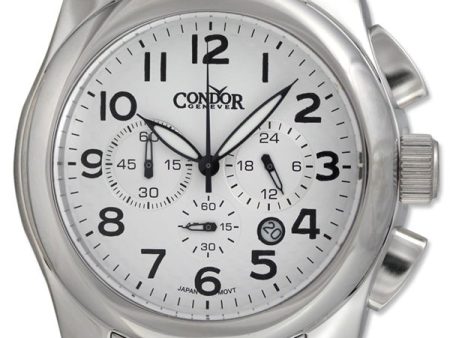 Condor Classic Chronograph Stainless Steel Mens Watch Date White Dial CWS109 Online Hot Sale